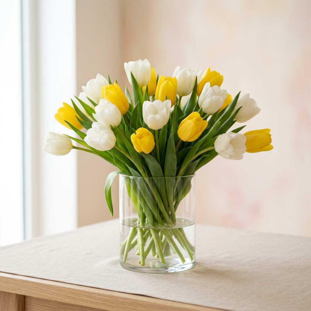 Bó Hoa Tulip Trắng Vàng